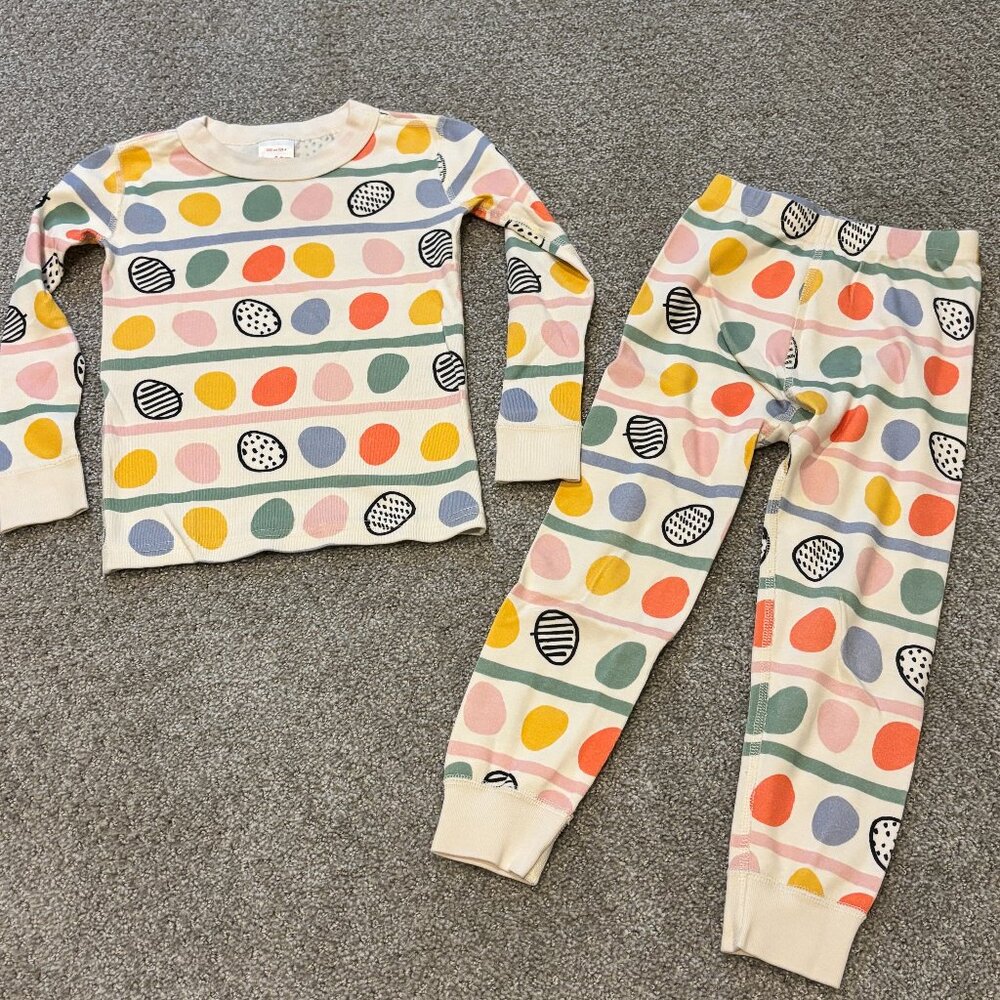 Kids Hanna Andersson Easter Egg Pajamas 2-piece Set, Long Sleeved, 100% Cotton,